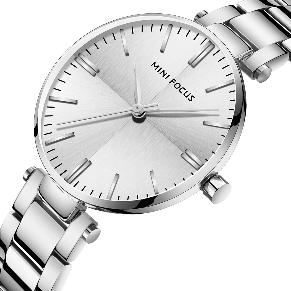 Mini Focus MF0265L Elegant Woman Wristwatch Fashion Luxury Blue Stainless Steel Band Waterproof Women Quartz Watches