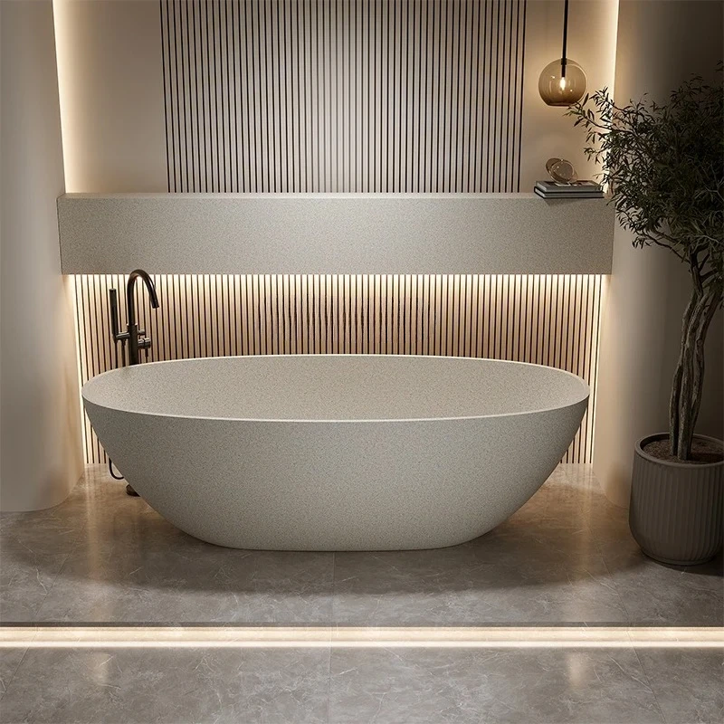 

Artificial stone bathtub Double hotel B & B Free-standing family oval bathtub