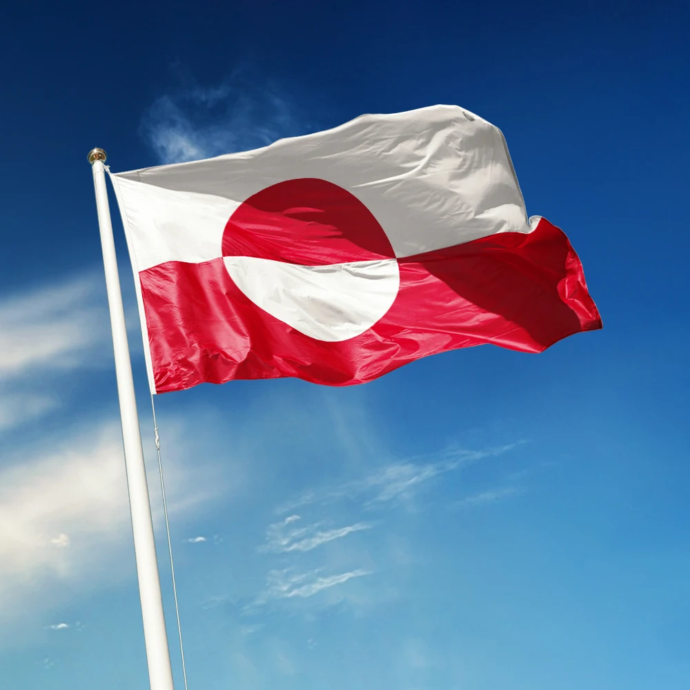 3x5 Ft Greenland Flag Vivid Color and Fade proof Kalaallit Nunaat Grønland Denmark Flags Polyester with Brass Grommets 3 X 5 Ft