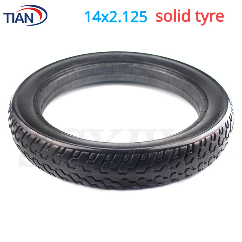 14 Inch Solid Rubber Tire 14x2.125 Explosion-proof Airless Tyre Parts for Foldable Electric Motorcycle E-bike Scooter Wheel