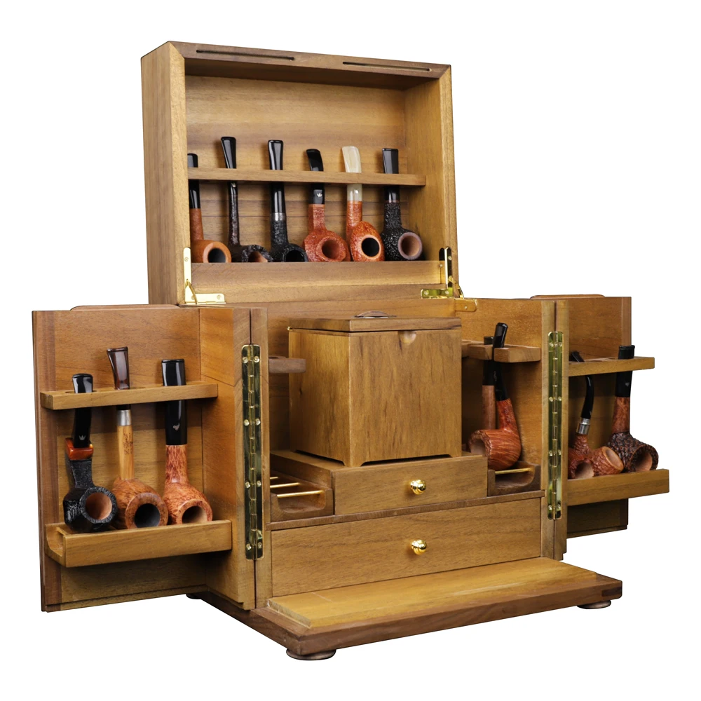 OLD FOX Pipe cabinet can hold 18 tobacco pipe , North American walnut solid wood pipe cabinet , for tobacco can pipe accessories