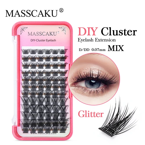 MASSCAKU pestañas postizas segmentadas DIY herramientas de maquillaje de pestañas individuales naturales pestañas suaves y naturales