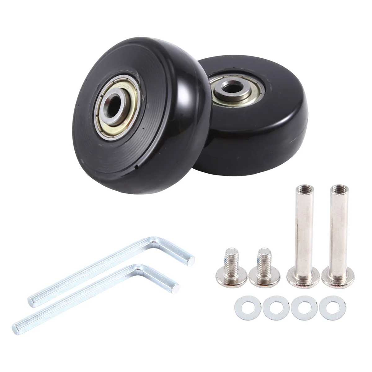 FZFZ 50X22mm 2개의 수하물 가방 교체 바퀴 세트, PU 회전 캐스터 휠 탄소강 베어링 수리 키트