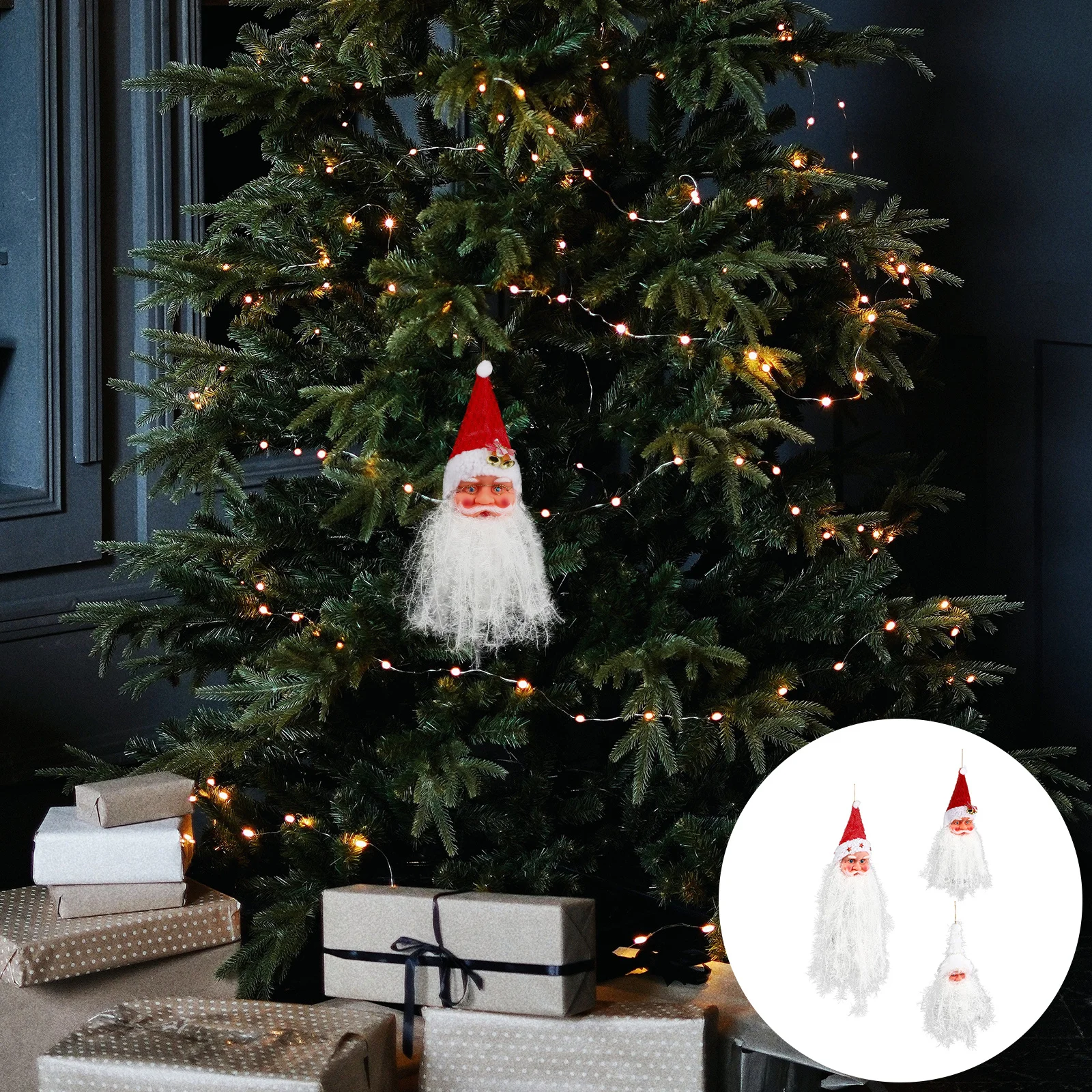 

3Pcs Santa Claus Beard Pendant Attractive Christmas Home Pendant Xmas Tree Adornment Party Hanging Supply