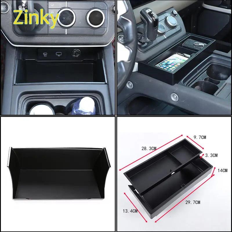

For Land Rover Defender 90 110 2020+ Car Center Console Storage Box Water Cup Holder Stowing Tidying ABS Auto Accessories