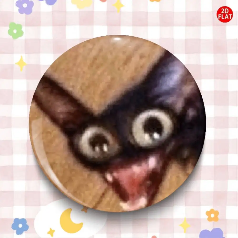 2D Flat Surprise Cat Pin Brooch Badge 2026 Cartoon Anime Fashion Accessory for Clothes Hat Bag Gift for Coworkers S