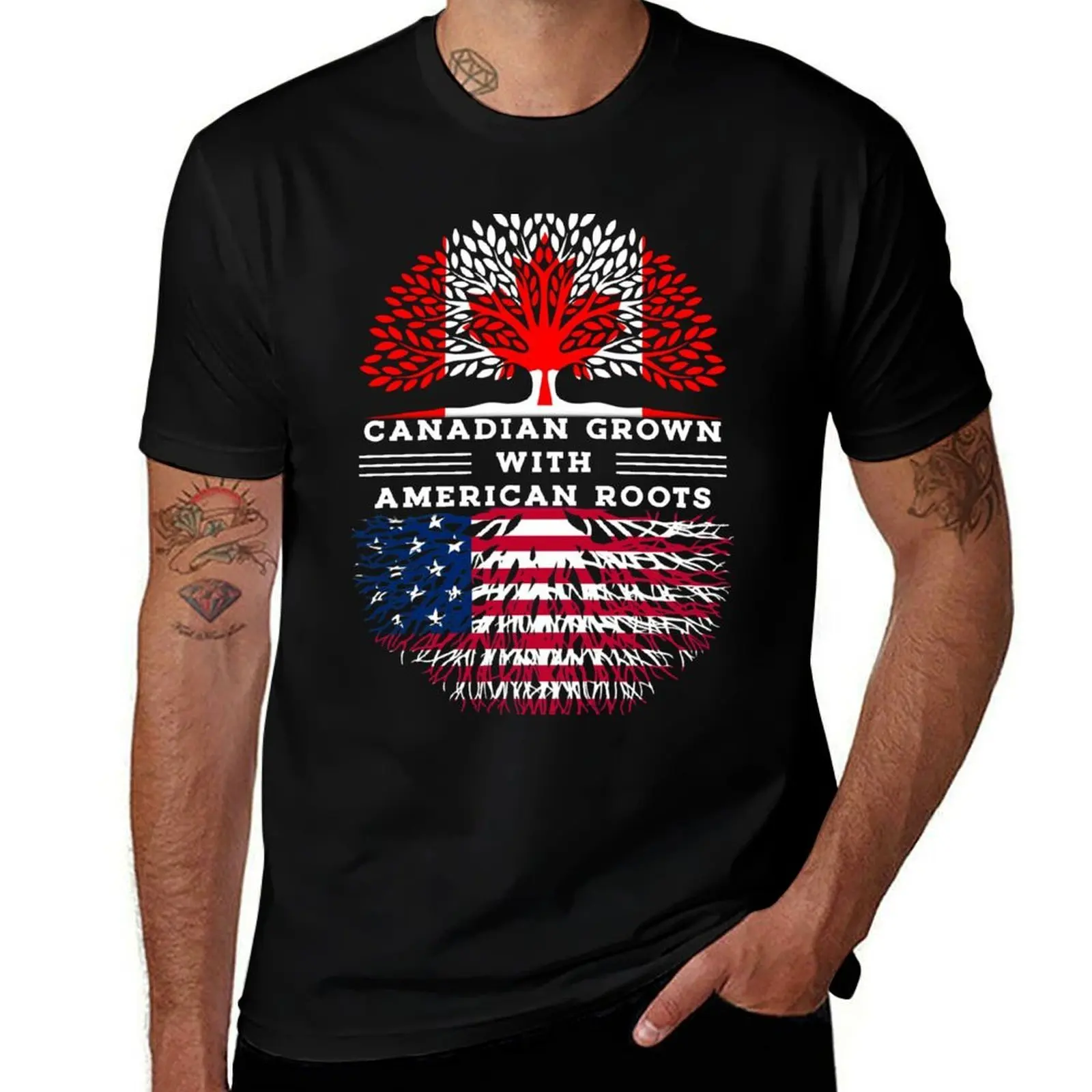 Canadian grown with American roots T-Shirt cotton t shirt pack T-Shirt