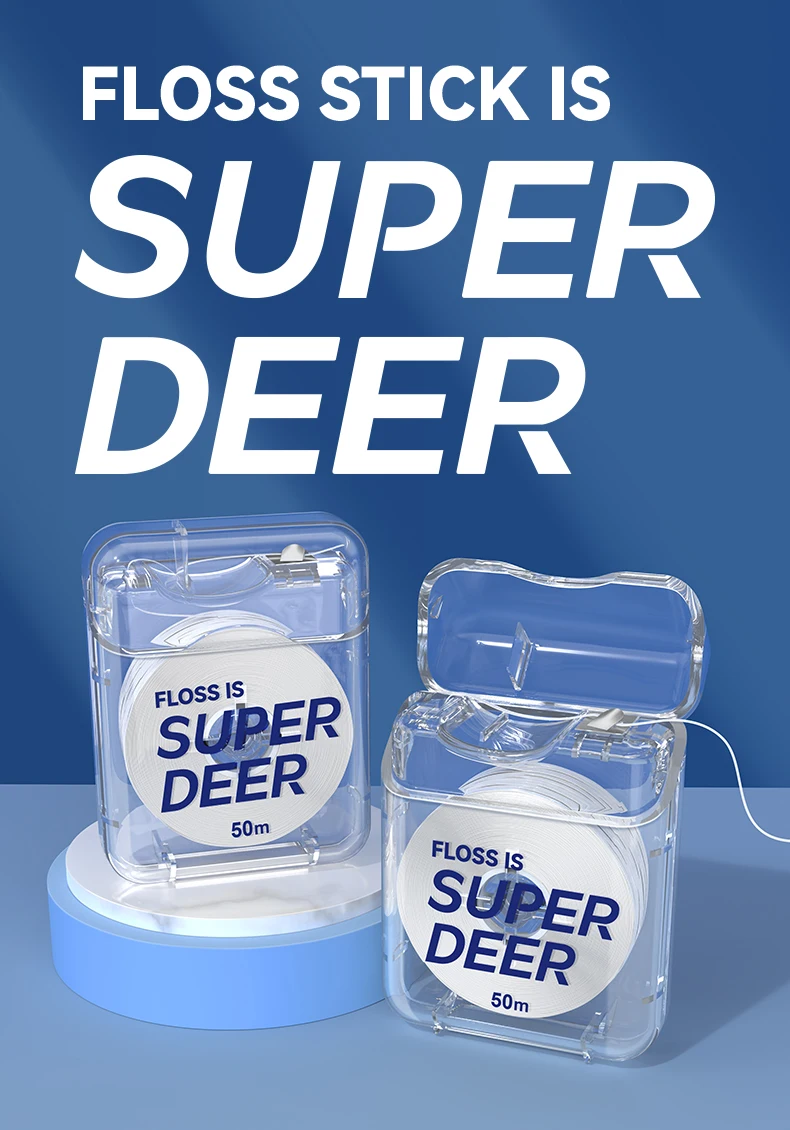 Super Deer 50M/Rolle PTFE Zahnseide mit Minzgeschmack, Glatte Zahnseide für Sichere Mund- und Zahnhygiene – Detail 1
