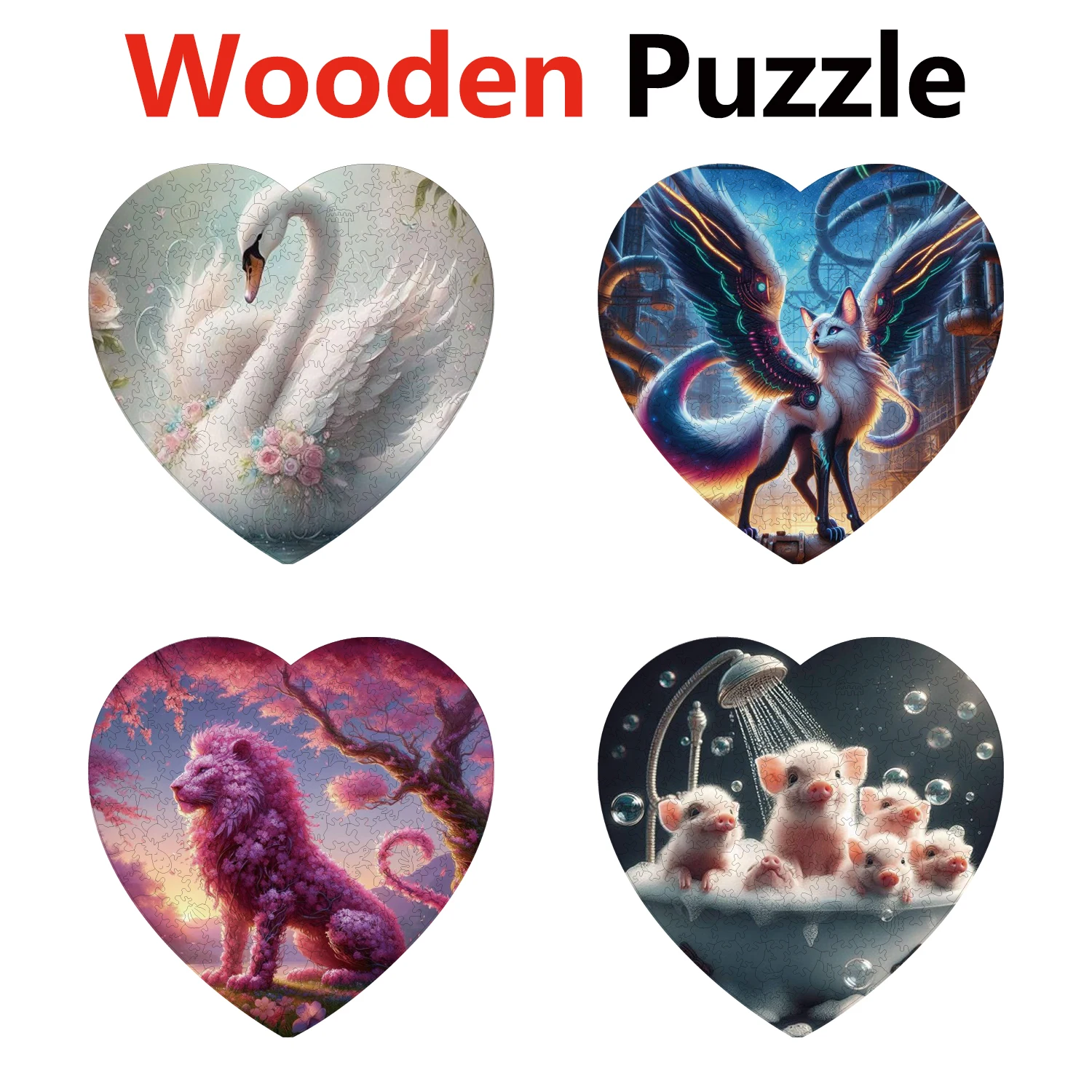 

XIN Swan Wolf Lion Pig Bathing Animal Puzzles Unique Shape High Quality Jigsaw Puzzle Wooden Puzzle Best Gift For Child