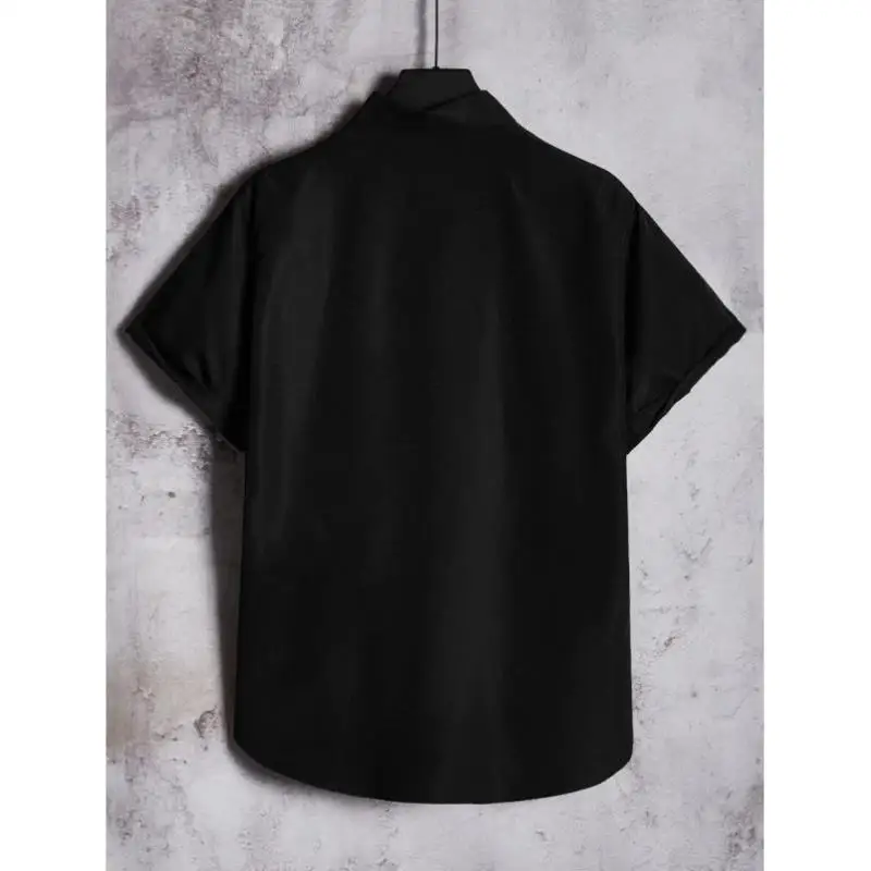 Slim Fit Men's irt Autumn Pattern Printed Blo Letter Design PU Leather Fabric Comfortable Inner Wear  Collar Seven Sl...