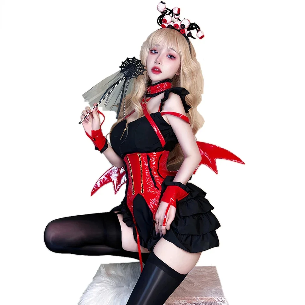 Japanese Sexy Maid Uniform Cosplay Women  Magic Little vampire bat Wings Clothes Costumes Role Paly Outfits