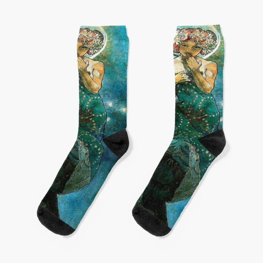 Alphonse mucha - moonlight Socks