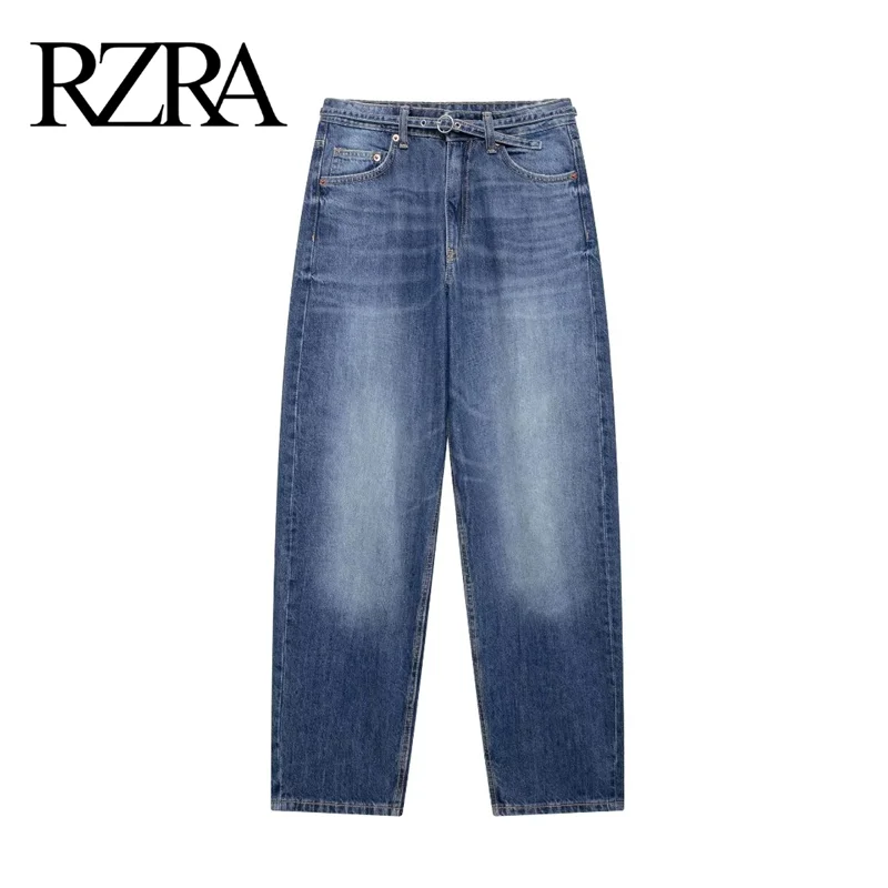 

RZRA original 2024 autumn and winter new women's commuting mid-waist balloon version jeans with belt fashionable and versatile