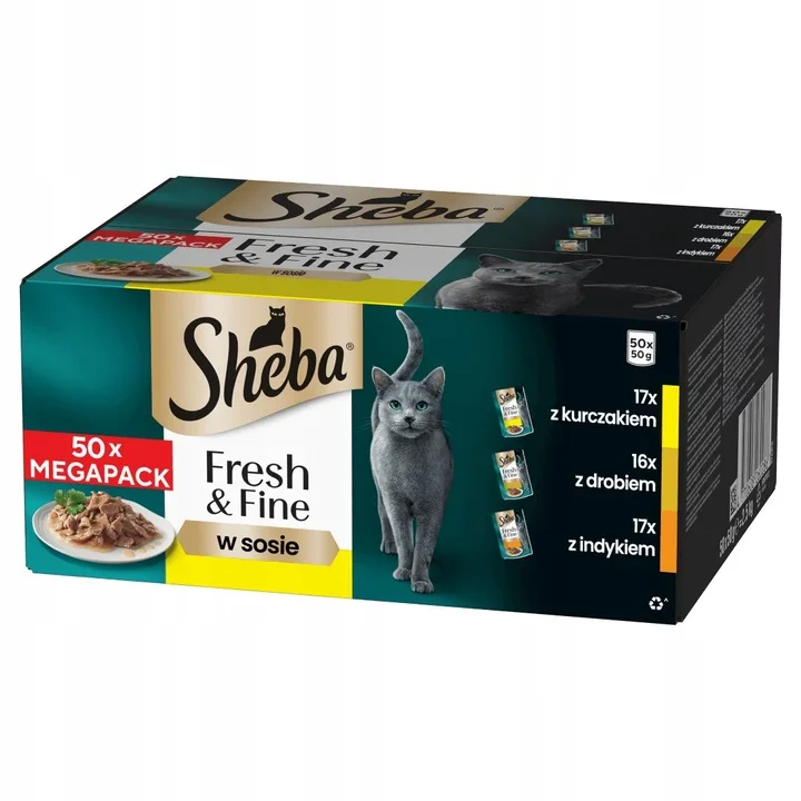 SHEBA Fresh & Fine Nasskatzenfutter-Sauce-Geschmackmischung, Beutel 50 x 50 g