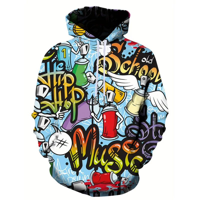 

Doodle Print Hoodie Sweatshirt Unisex Graffiti Design Hooded Casual Comfortable Soft Fabric Spring Autumn Winter Seasonal Wear