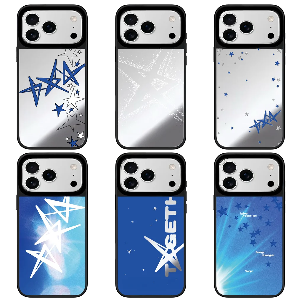 

Blue White Star Mirror Magnetic Phone Case Cover for IPhone 17 16 15 14 13 12 Pro Max Case