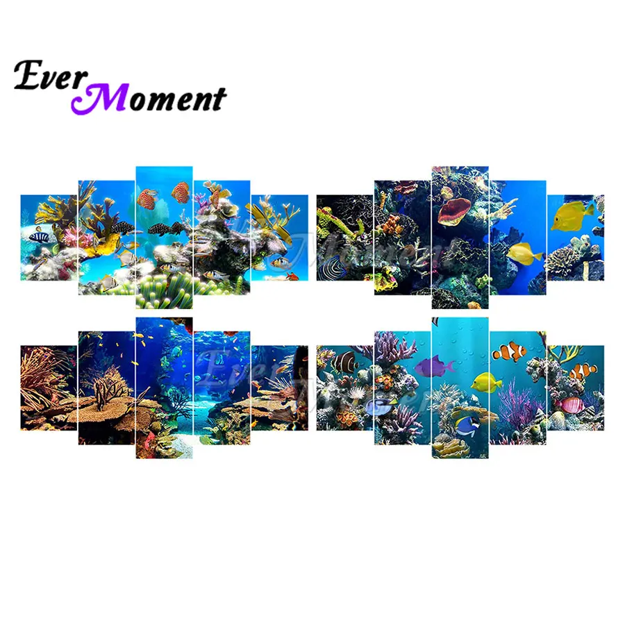 Ever Moment Diamond Painting Full Square Resin Drill Gift Mosaic 5D Multi-picture Deep Sea Fish Diamond Display Kits 1M023