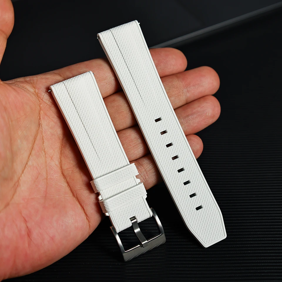 Großhandel Modische Sport-Uhrenarmbänder mit Schnellverschluss, Vulkanisierter Gummi, 20mm 22mm FKM Uhrenarmband – Detail 11