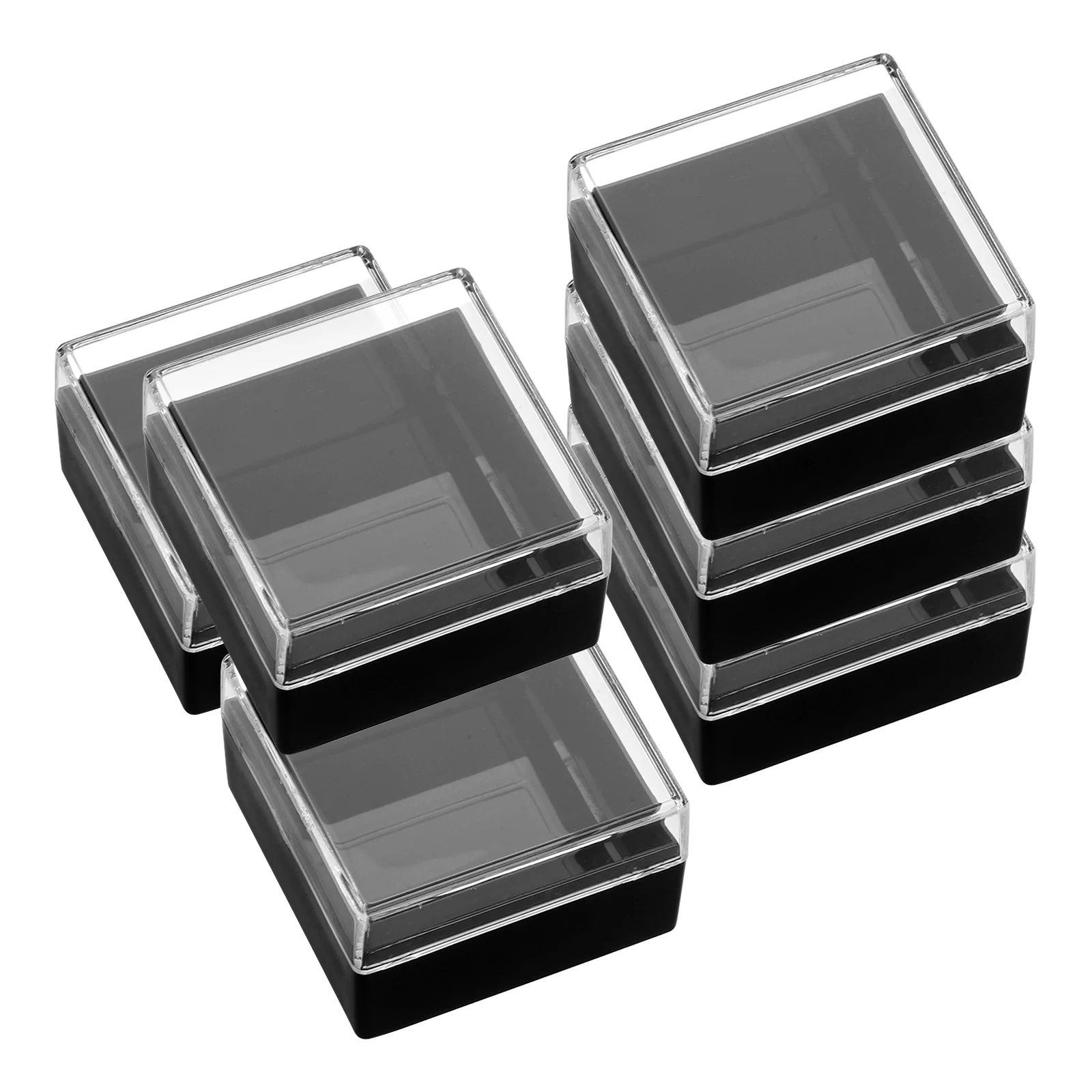 

6pcs Specimen Display Box 40x40x24mm Transparent Black Base Storage Container for Mineral Crystal Rock Sample Jewelry