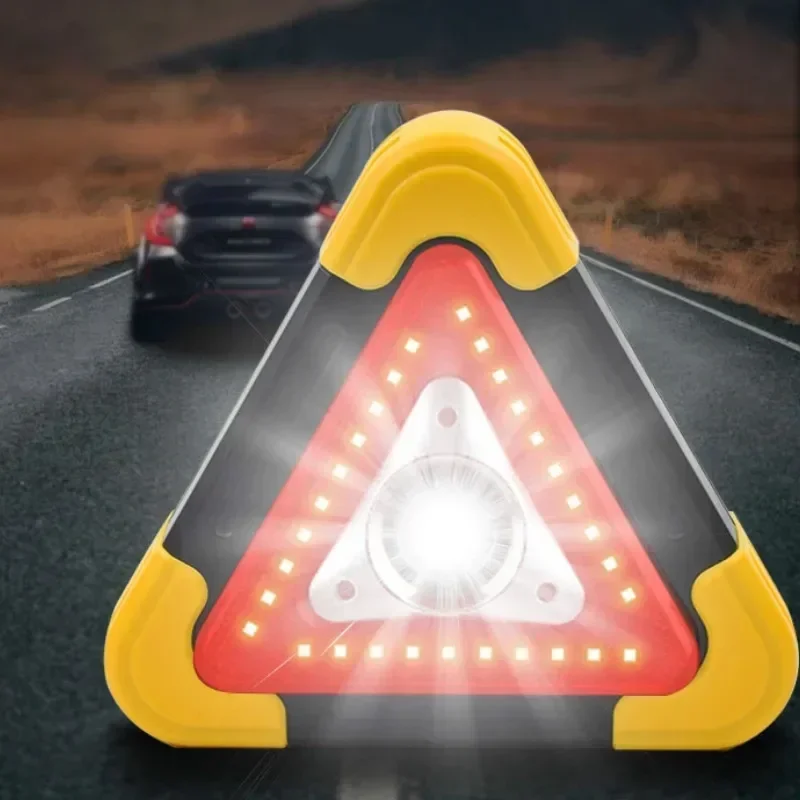 Durable Vehicle  Triangle Warning Light LED Emergency Light Barricade Safety Sign Reflective Emergency Light Battery Powered
