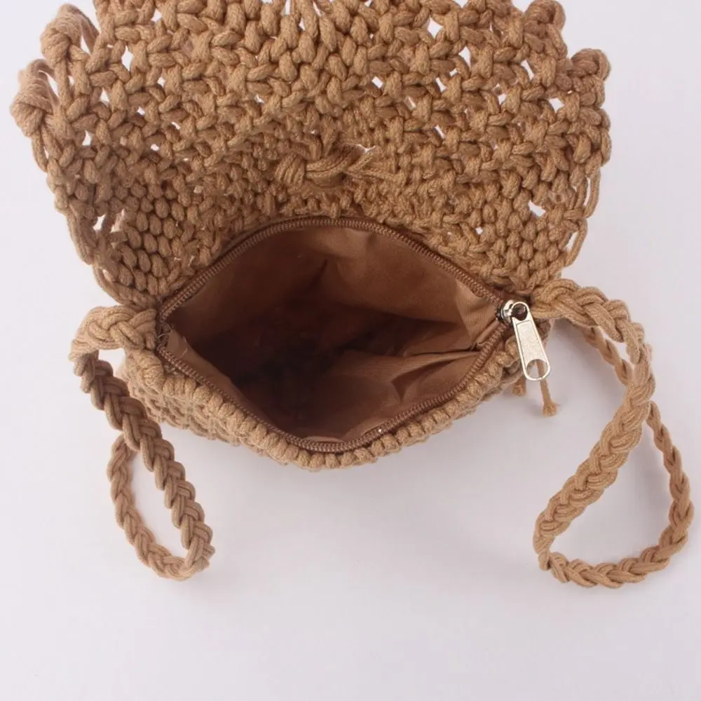 Ethnic Style Woven Straw Bag Solid Color Bohemian Style Tassel Shoulder Bag Messenger Bag Phone Bag Women Crossbody Bag Ladies view 4