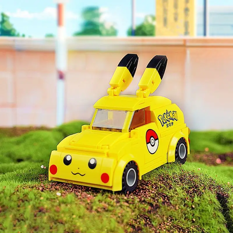Anime Action Figures Pikachu Car Classic Anime Center House Pikachu Mewtwo Charizard Venusaur Building Blocks Bricks Sets Toy