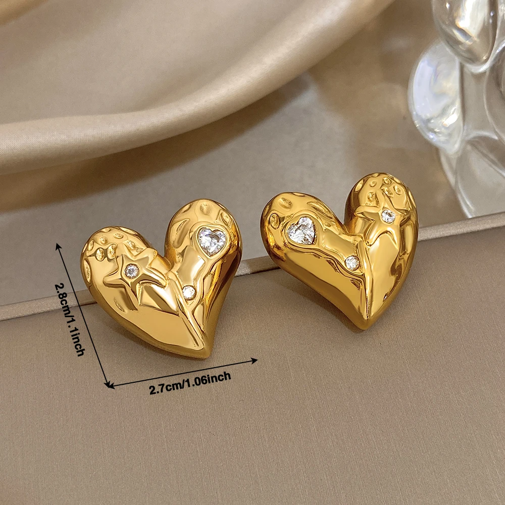 AENSOA عدم التماثل كامل القلب مكعب الزركون شغل المرأة وأقراط موضة مقاوم للماء Colorfast عيد الحب مجوهرات هدية