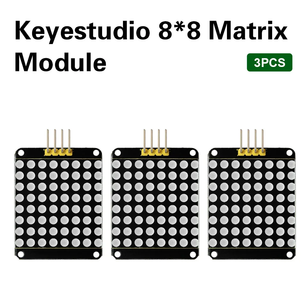 Keyestudio 3PCS 8x8 Dot Matrix Module For Arduino UNOR3 Driven By HT16K33 Chip Access To I2C Communication Pins For Experiments