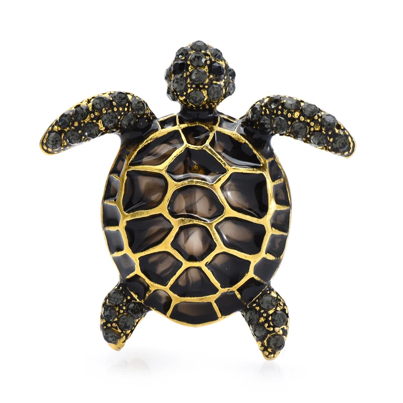 Wuli&baby Enamel Turtle Brooches For Women Men Lovely 3-color Animal Party Casual Brooch Pin Gifts