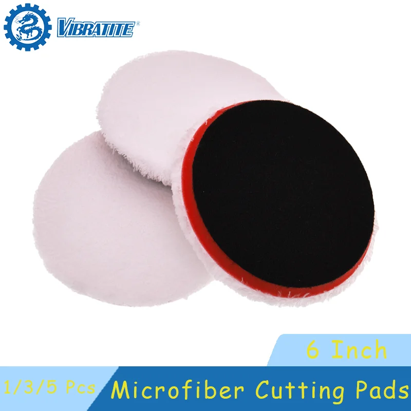 

6 Inch Microfiber Cutting Pads 1/3/5 Pcs Polishing Microfiber Pad with Hook & Loop Backing for Car Compounding Cutting Buffing