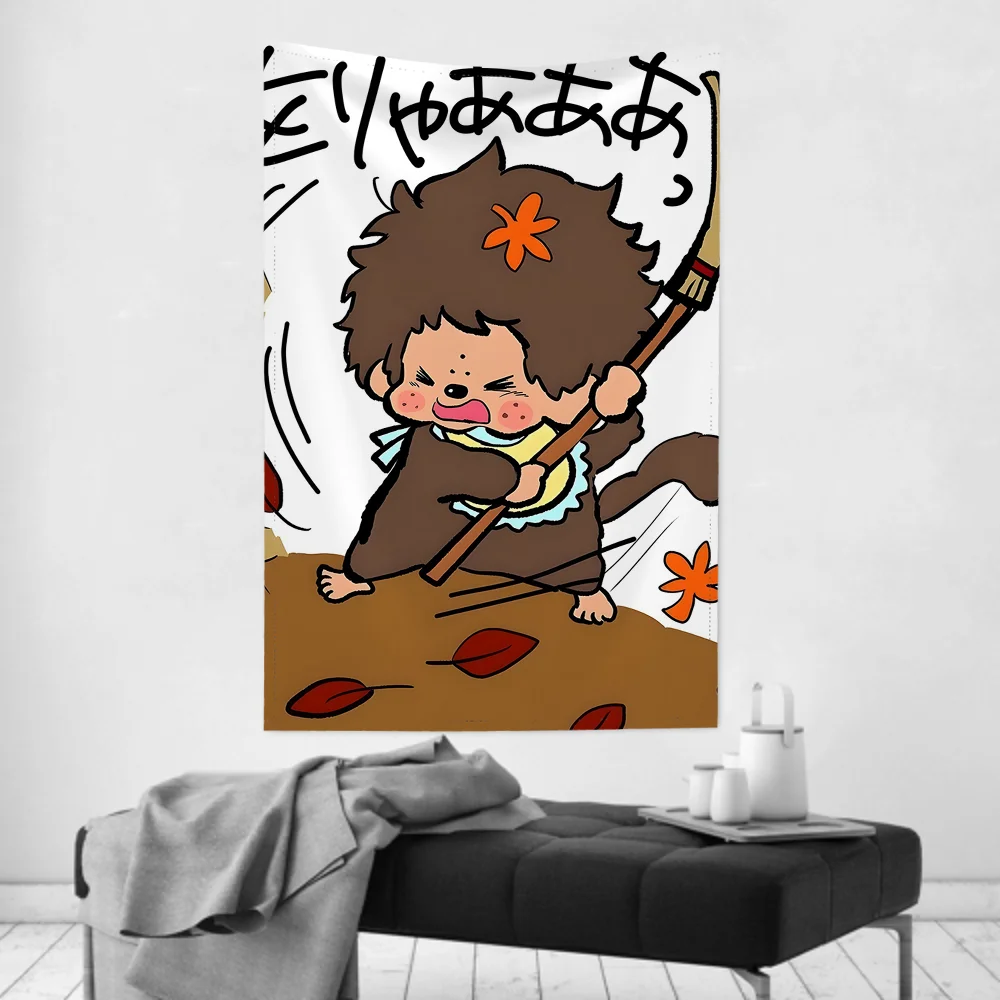 Cartoon Animation M-Monchhichi Tapisserie Zimmer Dekor Wand Tuch Party Hängen Hintergrund Zimmer Dekor Baby Zimmer