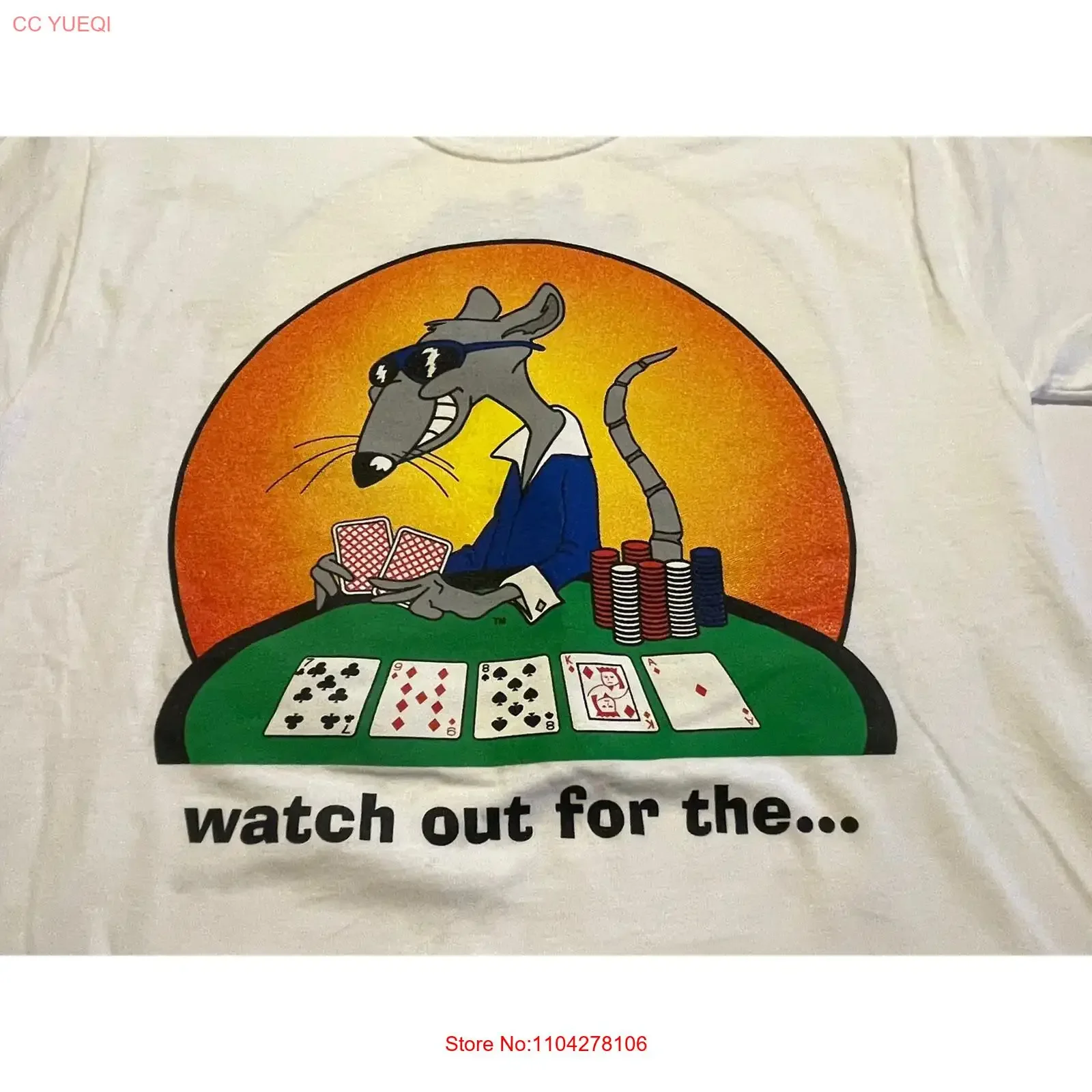 Camiseta de hombre vintage lavada de moda, suave y elástica, con diseño de póker Texas Hold'em River Rat, ropa casual de diseñador.