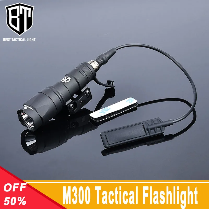 WADSN M300 Military Tactical Flashlight Suitable For Picatinny Orbital Hunting Weapon Scout Light Instantaneous Pressure Switch