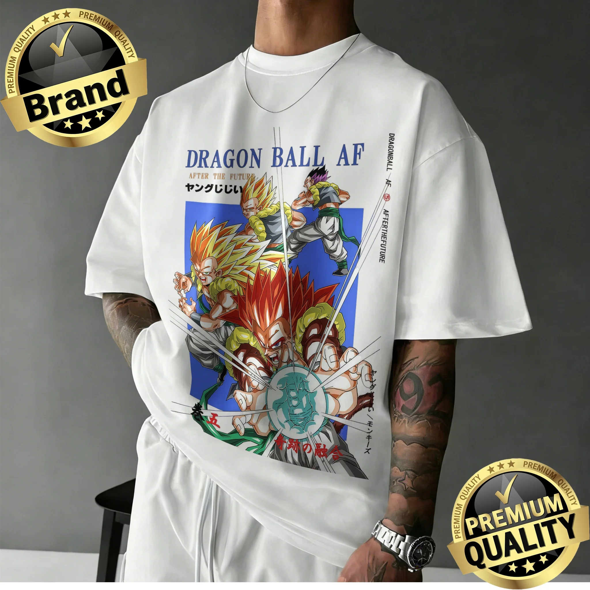 Camiseta Retro Extra Grande de Dragon Ball, Nueva Llegada 2026 | Camiseta de algodón 100% con estampado gráfico Dragon Ball AF Fusion Saiyans para la familia