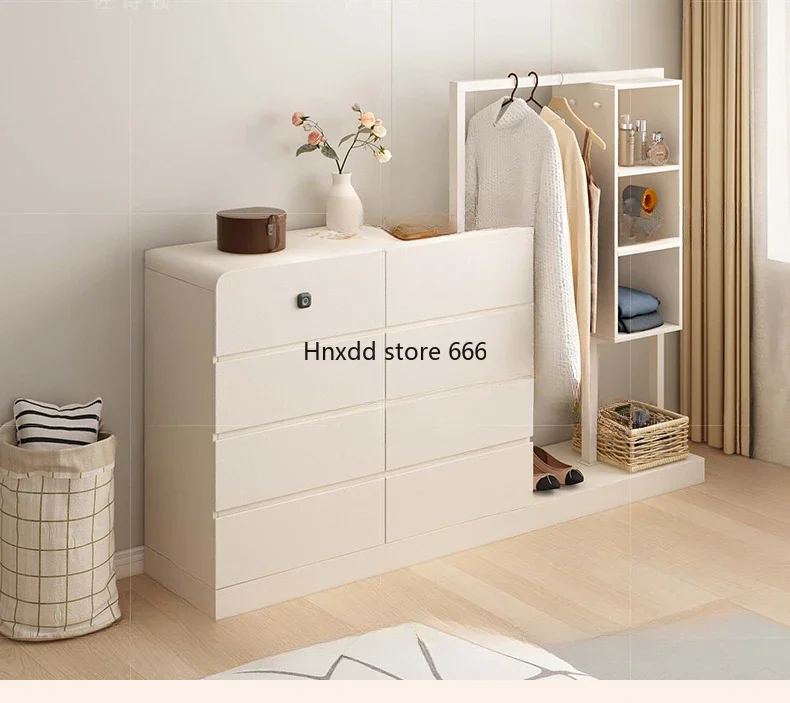 French cream wind, bedside chest, coat rack, integrated combination, light luxury side cabinet