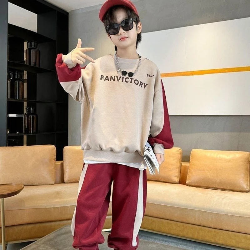 Boys Sports Suit 2 Piece Set 2026 Spring Autumn Casual Tracksuit Kids Clothing Cotton Active Wear Children Outfit