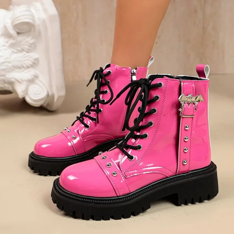 High-top Women's 2026 Autumn-winter Mid-length Motorcycle Boots, Adding Height To Petite Individuals, Short Boots