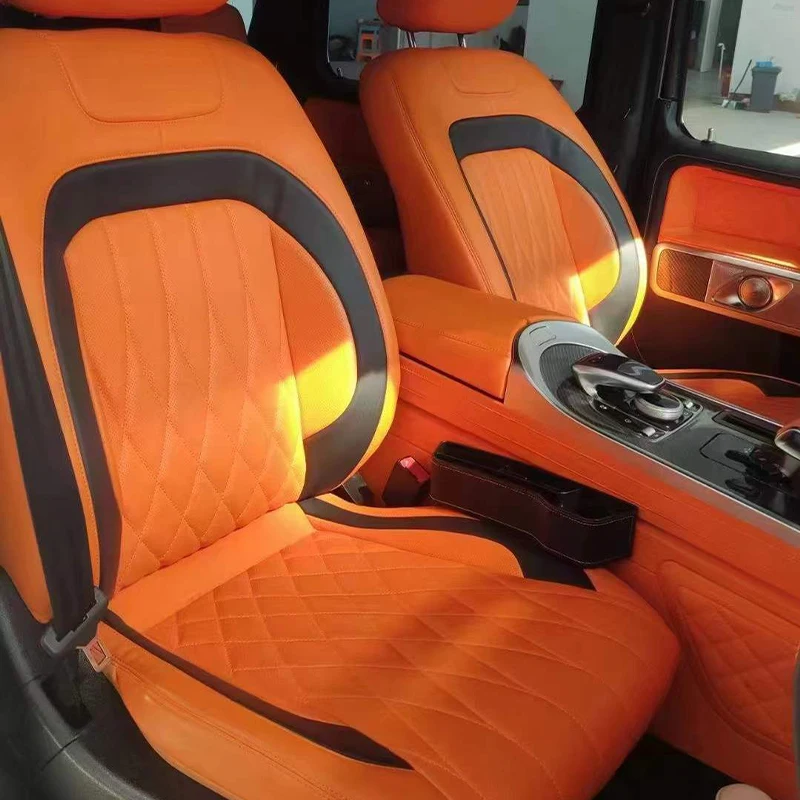 Fuming Business Full Set Napa Leather Seat Covers  V-Class VITO W447 2+1 Seats Orange All-Season