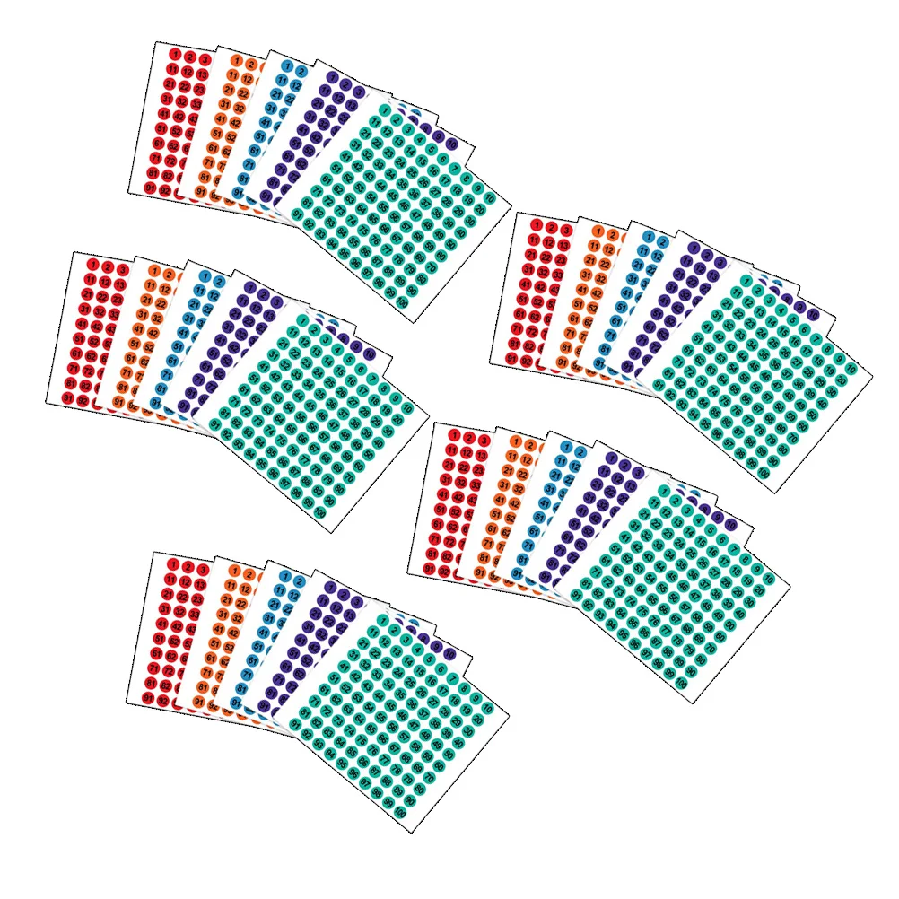 

2500Pcs Colorful Number Stickers 1-100 Removable Self-Adhesive Decals for Storage Boxes School Supplies Classification