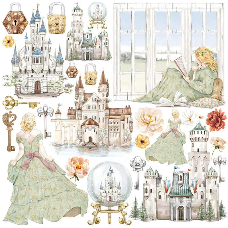 24Pcs/Pack Vintage Princess Castle Sticker DIY Craft Scrapbooking Album Junk Journal Decorative Stickers