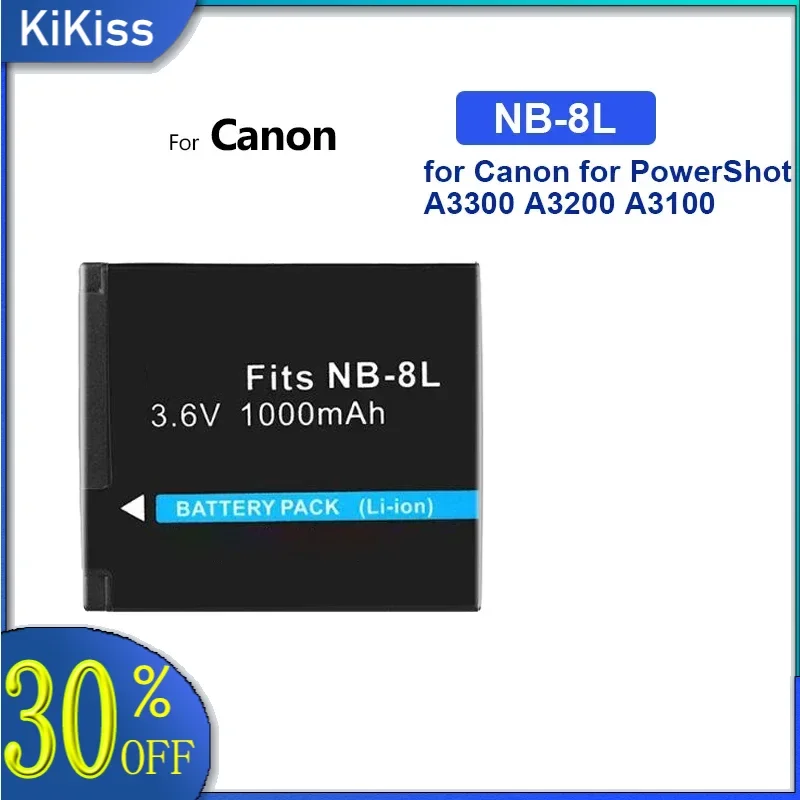 Battery NB-8L For Canon for PowerShot A3300 A3200 A3100 A3000 A2200 A1200 IS Camera