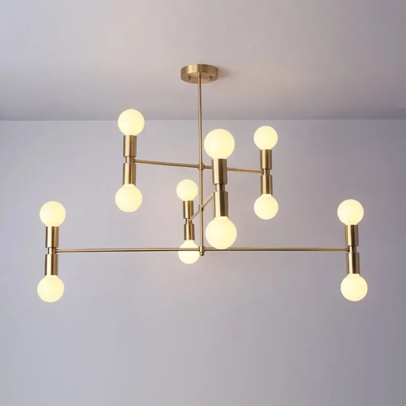 

GHEUVNJ Nordic lamps, all copper lamps, artistic minimalist lamps, restaurant creative magic bean living room chandeliers