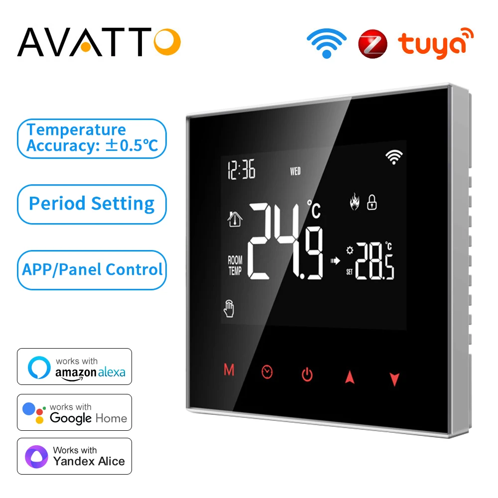 

AVATTO Tuya WiFi/Zigbee Smart Thermostat,Electric Heating Water Gas Boiler Temperature Controller For Alexa,Google Home,Alice