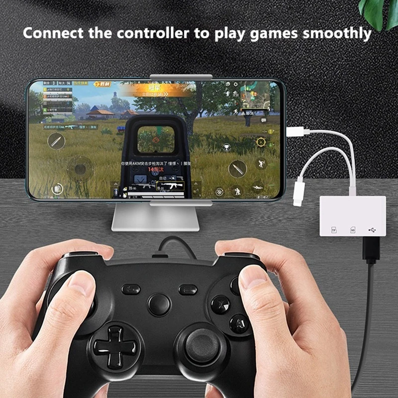 2 In 1 OTG Card Reader Type C Lightning SD TF Memory Card With USB Charging Port For MacBook PC Laptop IPhone Compatible