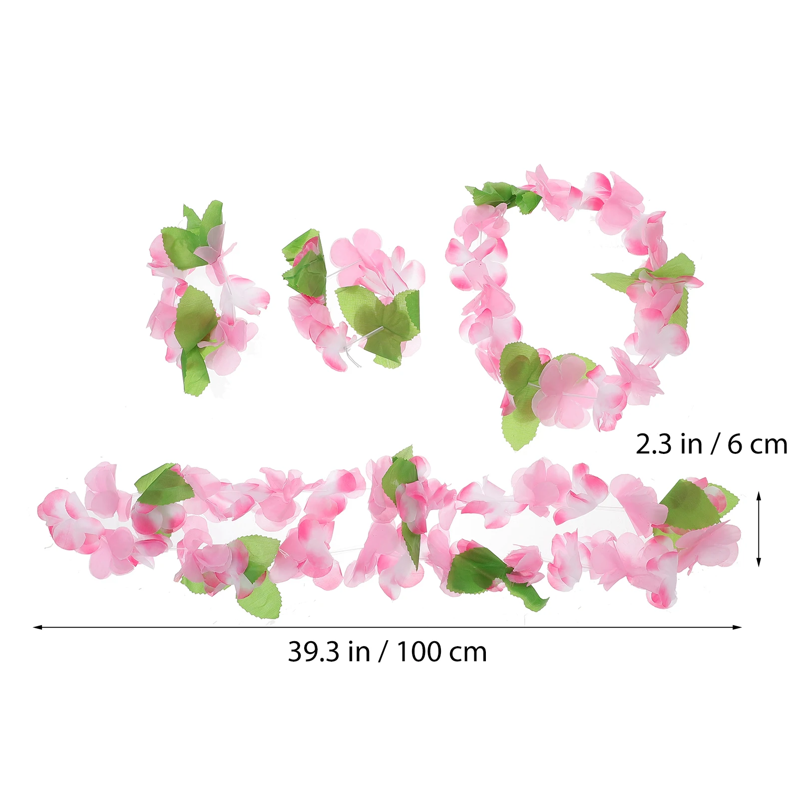 

6Pcs Leaf Flower Garland Set Hawaiian Headband Necklace Bracelet Tropical Beach Party Luau Festivals Hair Band Set