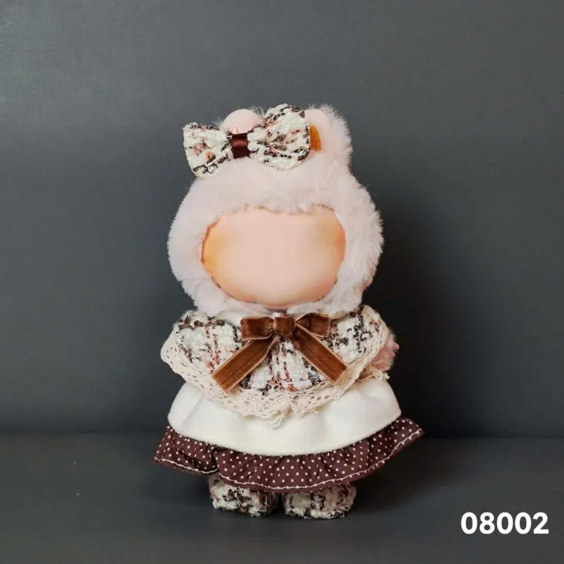 Vêtements pour poupées idole Labubu Ii, 15-17cm, accessoires de tenue de fête assise, vêtements en peluche à oreilles de lapin, cadeau pour enfants, bricolage