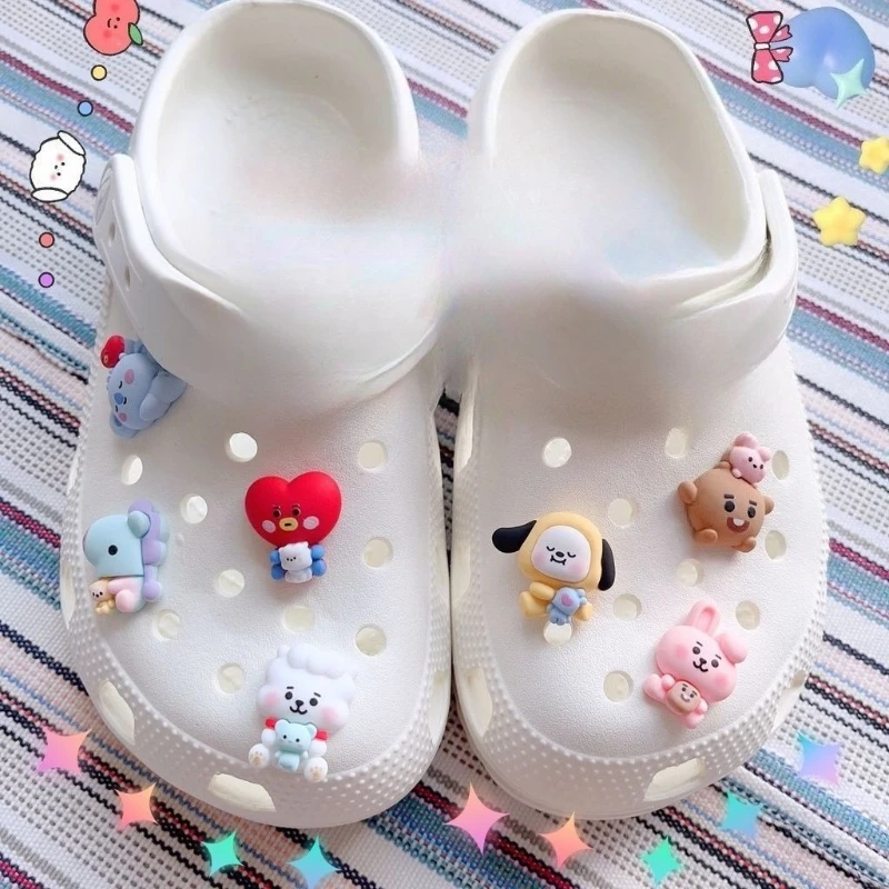 BT21 Cartoon Cute Shoe Charms Kawaii DIY 3D Shoe Decorations Detachable Accessories Fan Support Anime Merchandise Wholesale