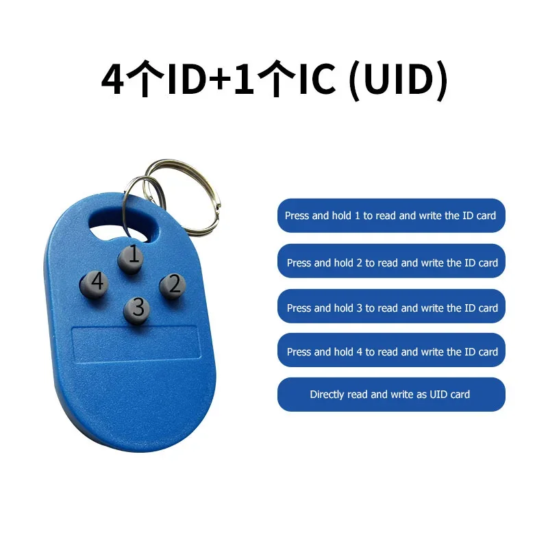 1pcs/ Lot RFID Multiple Keyfob 4 in 125khz T5577 EM Writable IC 13.56Mhz M1k S50 UID Changeable CUID Complex Keychain Tag