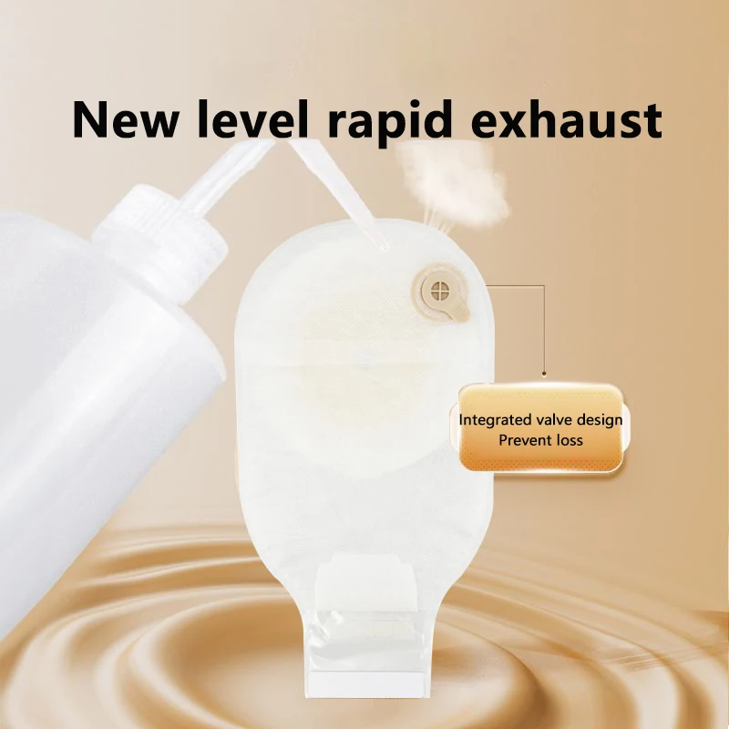 Exhaustable Colostomy Bags 65mm Hole One-piece Drainable Ostomy Bags Stoma Care Pouch With Clips Closure Colostomy Bag Medical