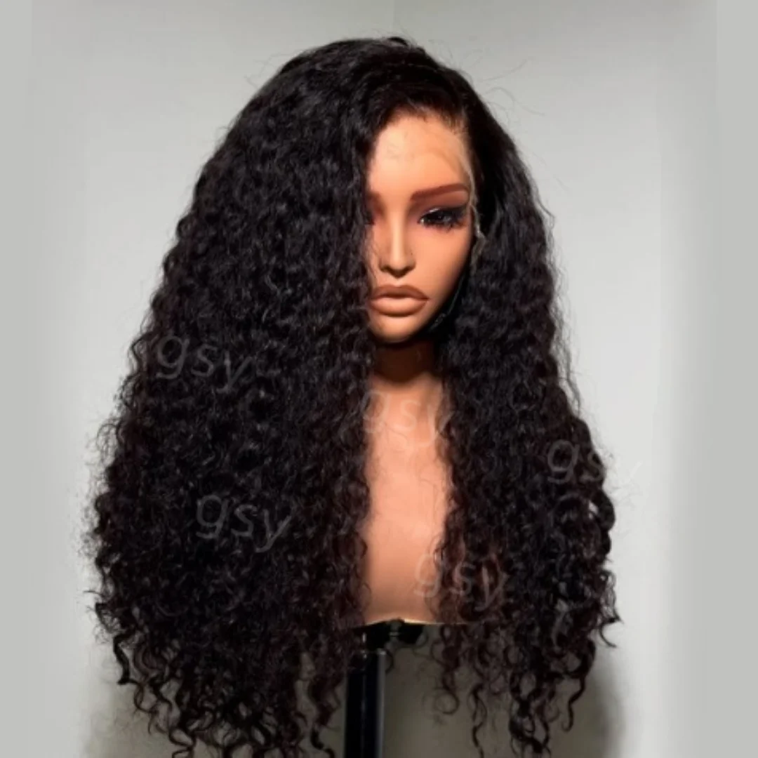 

Soft 26“ Preplucked Heat Resistant 180Density Long Natural Black Kinky curly Lace Front Wig For Women BabyHair Glueless Daily